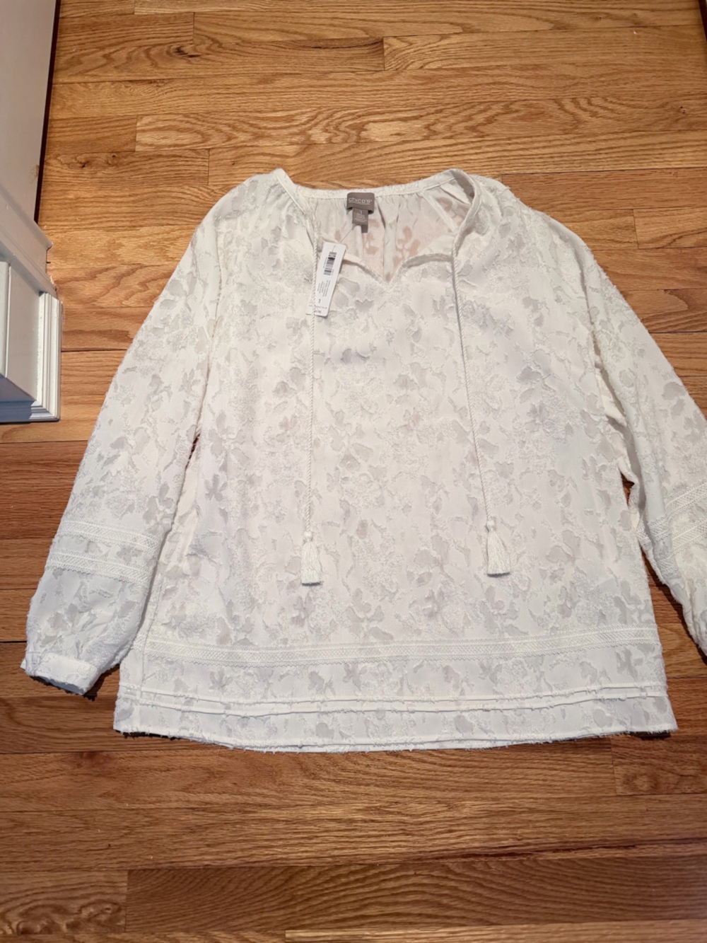 Chico's White Lace Peasant Blouse